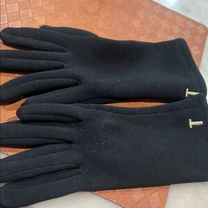 Mud Pie Black Gloves with Gold Accent T